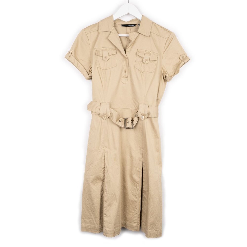 WILLI SMITH safari beige tan short sleeve dress w/ belt size 8